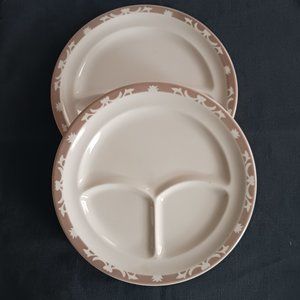 Vintage 1970 Syracuse China Restaurant Diner Nutmeg Two Divided Grill Plates
